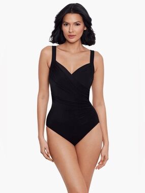 Miraclesuit Sanibel One Piece Swimsuit Black 16 ? Shaping Slimming MSRP $156